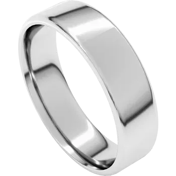 14K White Gold Lightweight Round Edge Comfort Fit Flat Band