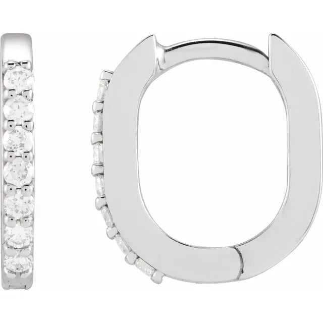 14K White Gold 1/8 CTW Natural Diamond 12 mm Hoop Earrings