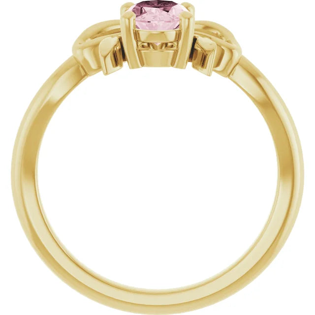 14K Yellow Gold 7x5 mm Oval Pink Morganite Ring