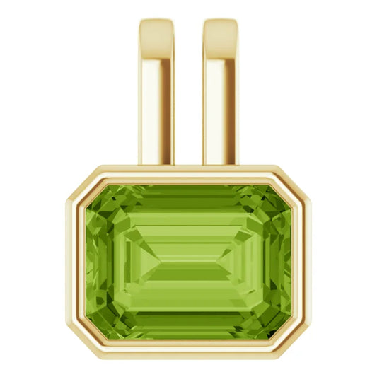 14K Yellow Gold 8x6 mm Peridot Pendant with 14K Yellow 2.35 mm Curb Chain