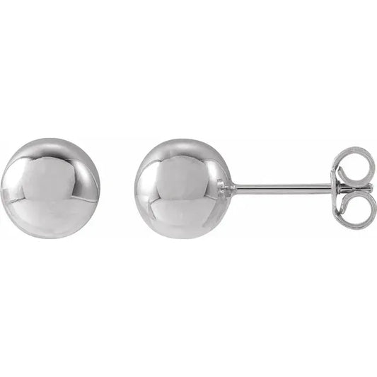14K White Gold Ball Earrings