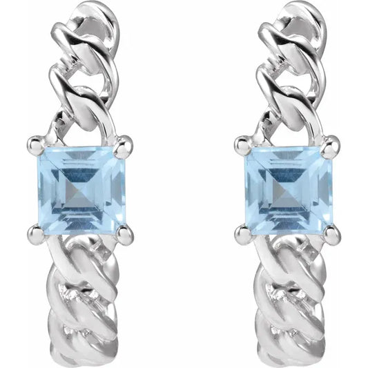 14K White Gold Natural Sky Blue Topaz Earrings