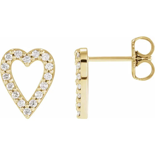 14K Yellow Gold 1/4 CTW Natural Diamond Heart Earrings