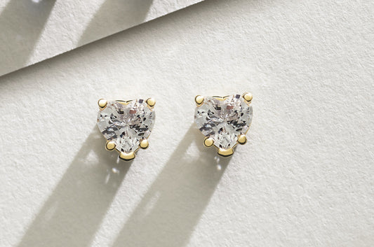 4K Yellow Natural White Sapphire Stud Earrings