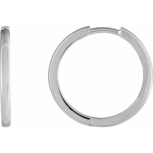 14K White Gold Hinged Hoop Earrings