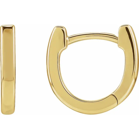 14K Yellow Gold 10 mm Hinged Hoop Earrings