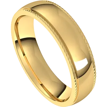 14K Yellow Standard Weight Rope Comfort Fit Half Round Band