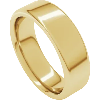 14K Yellow Standard Weight Round Edge Comfort Fit Flat Band