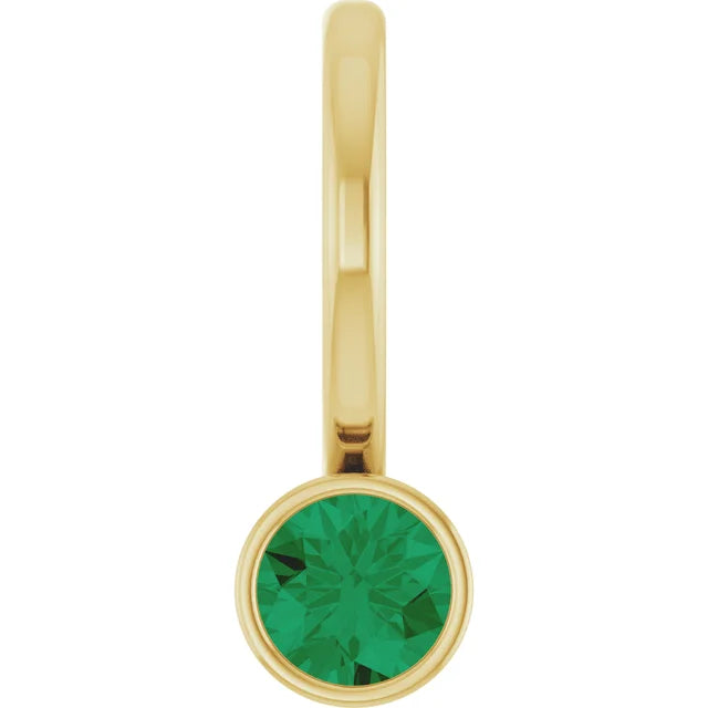 14K Yellow Gold Lab-Grown Emerald Charm/Pendant
