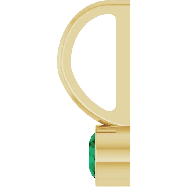 14K Yellow Gold Lab-Grown Emerald Charm/Pendant