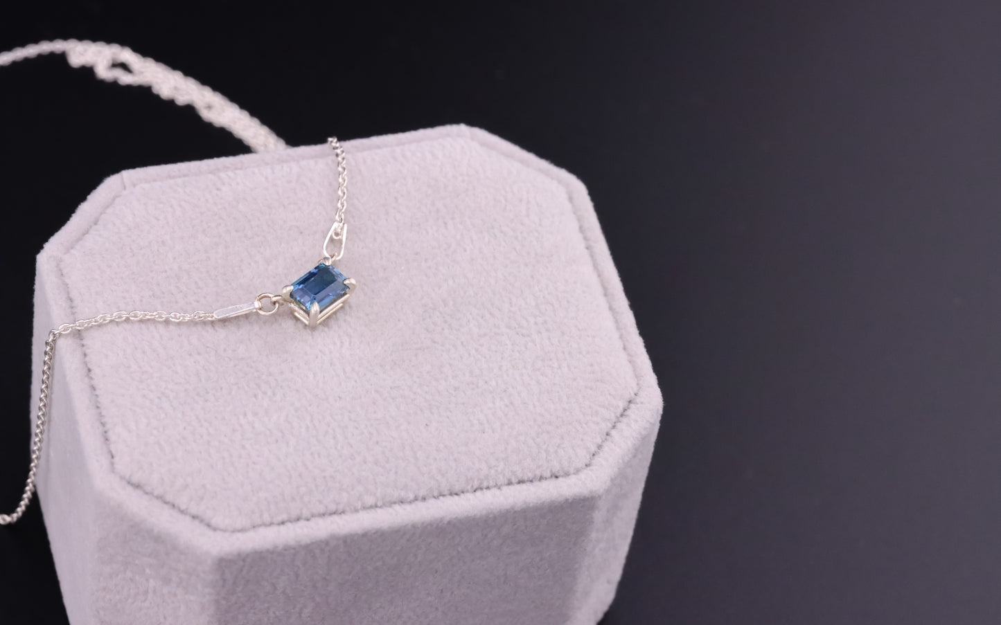 6x4 mm London Blue Topaz 4-Prong Claw Necklace