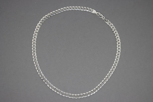 Sterling Silver 6.4mm Beveled Flat Curb Chain