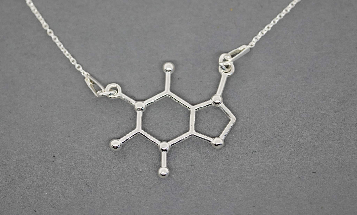 Sterling Silver Caffeine Chemical Formula Festoon Pendant